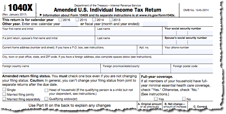amended tax return status